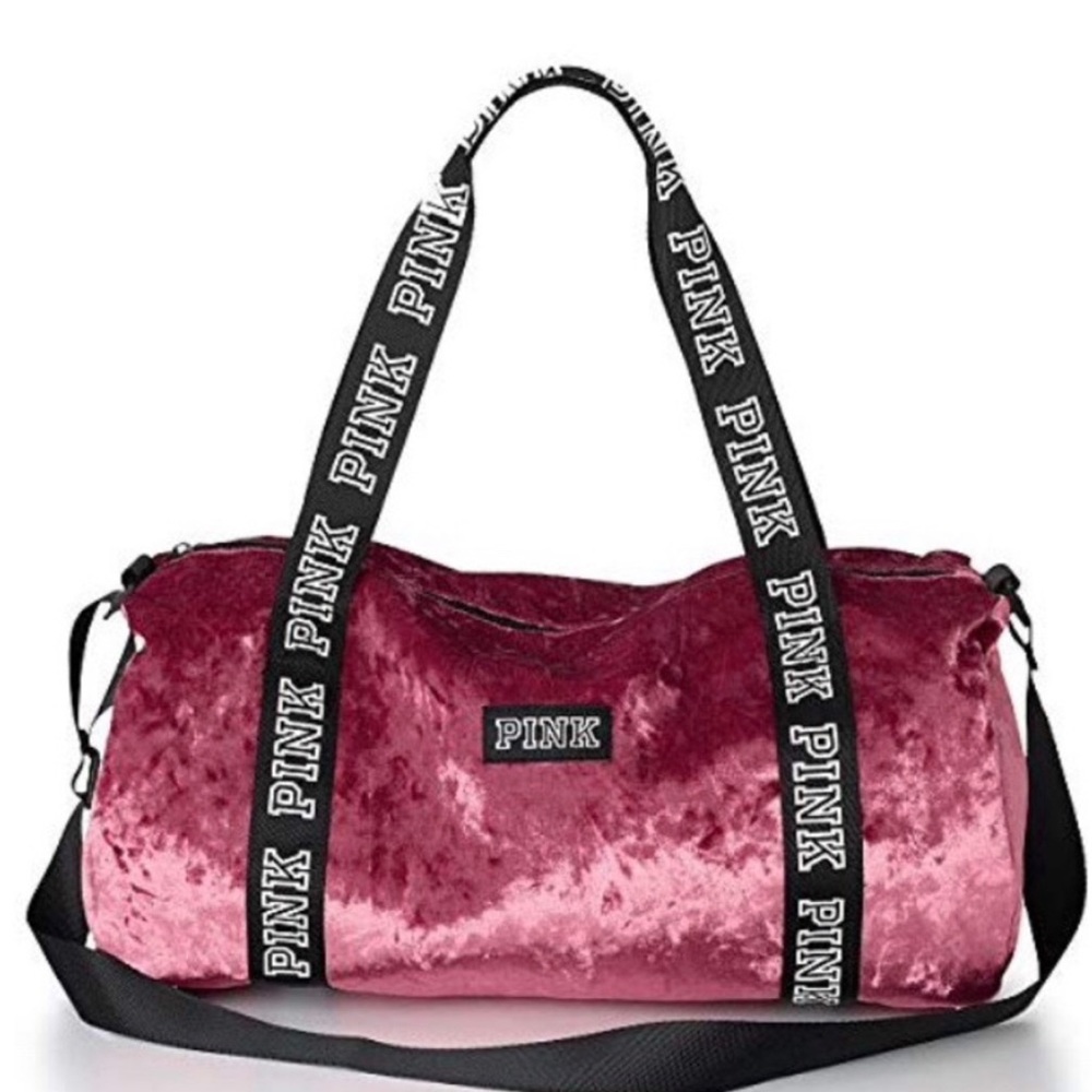 VS PINK Varsity Crushed Velvet Duffle Bag